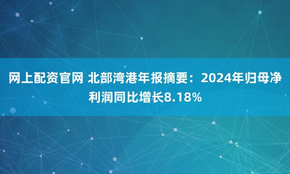 网上配资官网 北部湾港年报摘要：2024年归母净利润同比增长8.18%