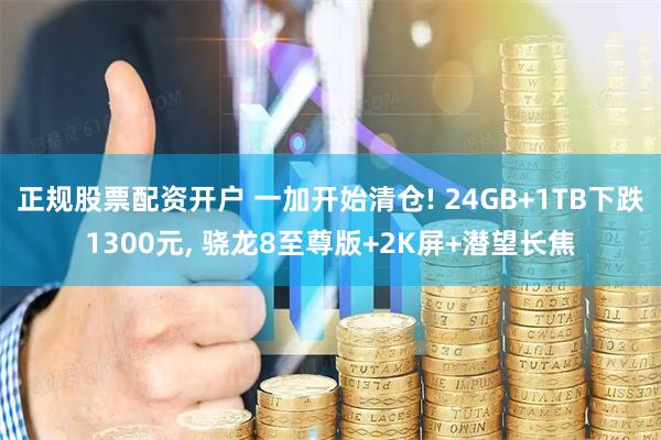 正规股票配资开户 一加开始清仓! 24GB+1TB下跌1300元, 骁龙8至尊版+2K屏+潜望长焦